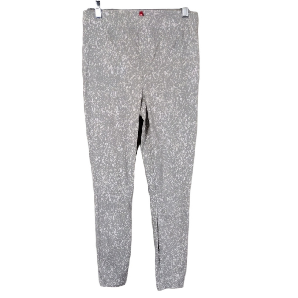 SPANX Speckled Grey White Elastic Waist High Rise Pull On Skinny Leg Jean Pant